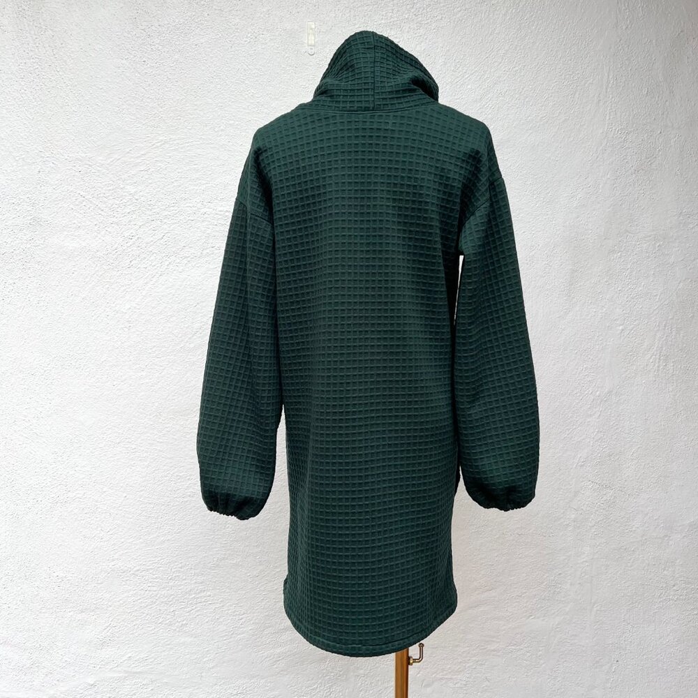 Max Studio Waffle Knit Dark Green Cowl Neck Long Sleeve Mini Dress Size Large - Picture 15 of 16